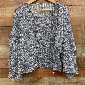 Sahoco Designer Sheer Ruffle Sleeve Top